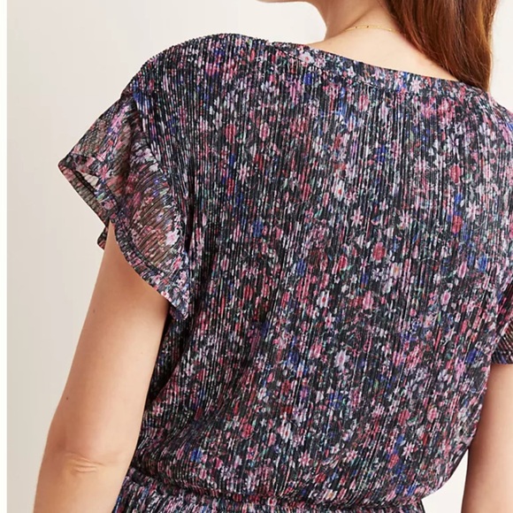 Floral Metallic Faux Wrap Top - Picture 6 of 7